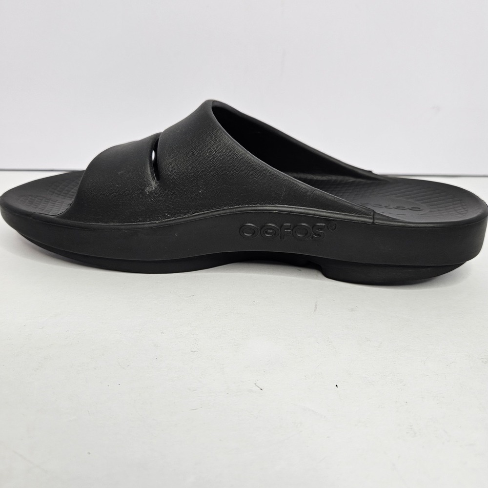 OOFOS Slip On Black Sandals Unisex M9-W11 Heel To Toe 11.5" - Picture 4 of 12